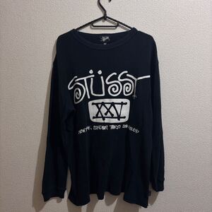 STUSSY ロンT 古着 ブラック Tシャツ 長袖 長袖Tシャツ サーマル ワッフル アメリカ製 USA