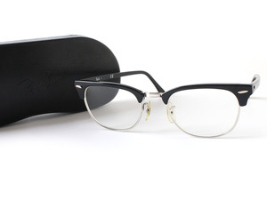 E25406 美品 Ray-Ban レイバン メガネ 度なし ケース付き RB5154-2000 Clubmaster Optics クラブマスターオプティクス ブラック×シルバー