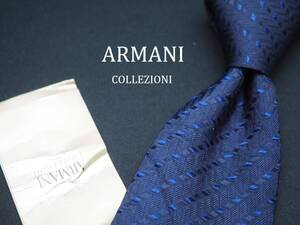 未使用品【ARMANI COLLEZIONI アルマーニ コレッツォーニ】 C1462 ネイビー SILK ブランド ネクタイ 古着 良品