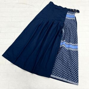 1487◎ ZARA ザラ パンツ ボトムス Aライン スカート ロング丈 切替 無地 柄 カジュアル ネイビー レディース24