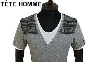 美品ＴＥＴＥ ＨＯＭＭＥ 重ね着風カットソー日本製No89