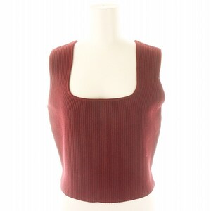 未使用品 リエンダ rienda スクエアネックビスチェknit TOP ニット タンクトップ クロップド ラメ F 赤 レッド /DF ■OS レディース