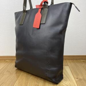 1円 大容量 Paul Smith ポールスミス パンチングロゴPC&A4◎ ビジネス メンズ レディース ユニセックス チャーム レザー ダークグレー