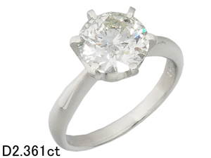 音羽屋■ J/I-1 ダイヤモンド/2.361ct Pt900 プラチナ 立爪リング 1粒ダイヤ 12号 ソーティング付き 仕上済【中古】