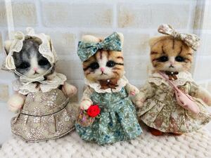 羊毛フェルト ハンドメイド 3ねこ一緒　猫　3体セット　おまとめ