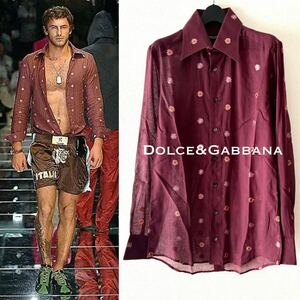 06.07 SS■未使用■Dolce&Gabbana/ドルチェ＆ガッバーナ 長袖シャツ/ドレスシャツ・花柄 フローラル ドルガバ・D&G・貴重 ランウェイ