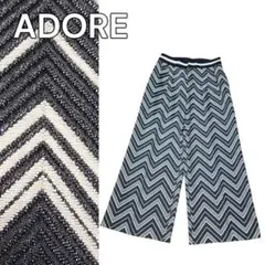 ADORE アドーア グラフィックヘリンボーンパンツ レーヨン ブラック