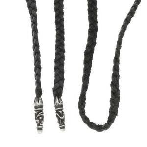 クロムハーツ Chrome Hearts LEATHER BRAID/スクロールレザーブレード シルバーネックレス 中古 SS07