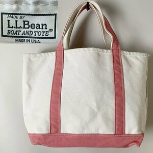 ★並品【希少 USA製】名作 L.L.Bean LLビーン 112636 BOAT AND TOTE ボート アンドトート ピンク系 キャンバス トートバッグ Mサイズ USED