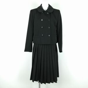 1円 ジャケット スカート 上下2点セット 160AB 大きいサイズ カンコー 冬物 女子 学生服 中学 高校 黒 制服 中古 ランクC NA6372