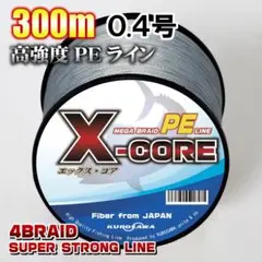 高強度PEラインX-CORE0.4号10lb・300m巻き 灰 グレー！
