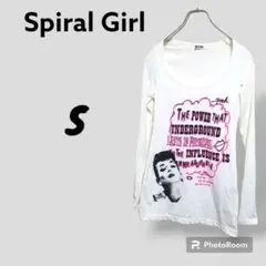 Y484【spiral Girl】S　Uネック プリント長袖Tシャツ　ロンT