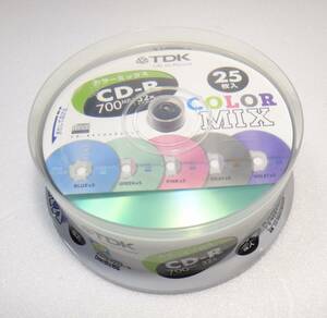 送料無料 　新品、未開封 カラーミックス 25枚入　TDK　データ用CD-R 700MB 32倍 CD-R80ECMX25PS color mix