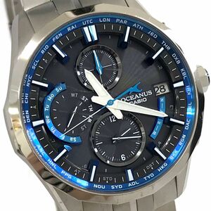 美品 CASIO カシオ OCEANUS オシアナス マンタ 腕時計 OCW-S3000-1AJF 電波ソーラー チタン マルチバンド6 ブルー 動作確認済み