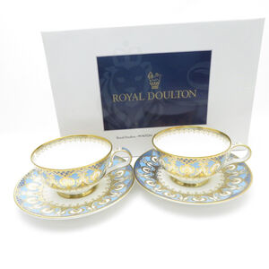 未使用 ROYAL DOULTON ロイヤルドルトン バーベック ティーカップ＆ソーサー 2客 ペア 英国 SU9853C2