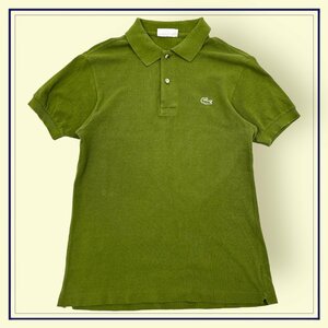 希少!! レア!! 70s-80sビンテージ オーストラリア製 LACOSTE ラコステ ワニロゴワッペン 鹿の子 ポロシャツ 18 /100cm /カーキ グリーン系