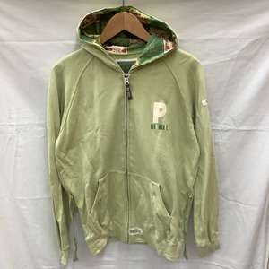 ♪♪ PINK HOUSE ピンクハウス レディース ジップパーカー SIZE L ワッペン 花柄 黄緑 やや傷や汚れあり