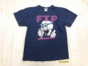 WEEVER メンズ 綿 スカル マイクプリント 両面プリント 半袖Tシャツ M 紺