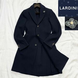 ★超高級♪ イタリア製【美品】ラルディーニ LARDINI ☆ブートニエール付き 極上 ツイル地 ウール100%素材 チェスター コート 44(S程度)