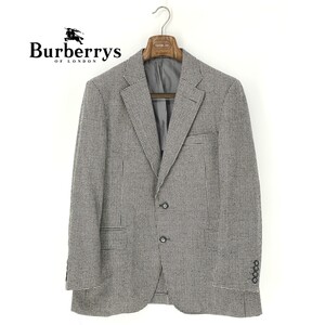 A8454/ビンテージ 80s 春夏 背抜き BURBERRY バーバリー ウール 千鳥格子 テーラード シングル2Bジャケット AB6 175 L程 灰色/メンズ