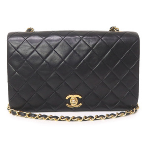 （中古）シャネル CHANEL マトラッセ 23 フル フラップ シングル チェーン ショルダーバッグ ラムスキン ブラック 黒 A03568 ゴールド金具