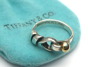 1000円スタート 指輪 TIFFANY&Co. ティファニー フック&アイ リング 925/750刻印 総重量約2.5g 約9号 シルバー×ゴールド SHK K60042