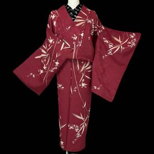 アンティーク着物 笹竹 金彩 袷着物 レトロ着物 きもの リサイクル着物 kimono 中古 仕立て上がり 身丈149.5cm 裄丈62cm