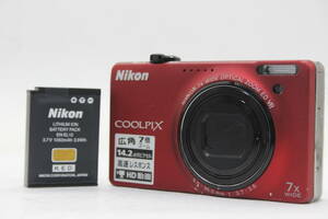 【返品保証】 ニコン Nikon Coolpix S6000 レッド 7x バッテリー付き コンパクトデジタルカメラ s9536