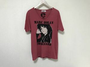 本物ヒステリックグラマーHYSTERICGLAMOURコットンVネックプリント半袖TシャツストリートアメカジサーフミリタリーメンズピンクM日本製