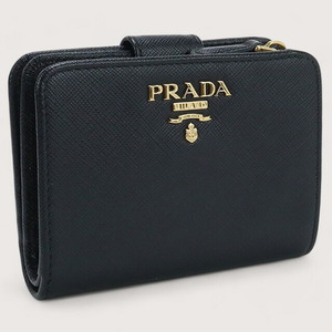 中古 プラダ 二折財布小銭入付き レディース ブランド PRADA サフィアーノレザー財布 レザー 1ML018 ブラック 財布