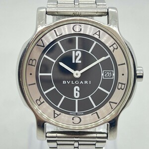 K129-I57-2234◎ BVLGARI ブルガリ Solotempo ソロテンポ ST 35 S メンズ腕時計 デイト 黒文字盤 D37469 2針 クォーツ 稼働