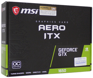 【中古】MSI製グラボ GTX 1650 AERO ITX 4G OC PCIExp 4GB 元箱あり [管理:1050013474]