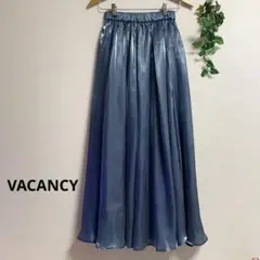 VACANCY＊ブルー シャイニー タック マキシ ロングスカート ヴァカンシー