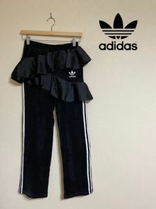 【新品】 adidas originals アディダス オリジナルス J KOO レディース トラックパンツ ジャージ ボトムス サイズS 黒 FT9893 ベロア素材