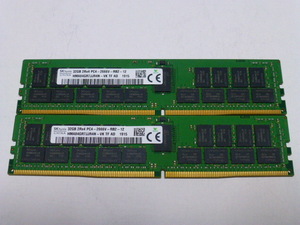 メモリ サーバーパソコン用 SK hynix DDR4-2666(PC4-21300) ECC Registered 32GBx2枚 合計64GB 起動確認済です HMA84GR7JJR4N-TF①