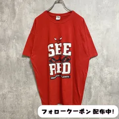 古着 used　GILDAN　ギルダン　半袖プリントTシャツ　赤　レッド　シカゴブルズ　NBA　バスケットボール　オーバーサイズ