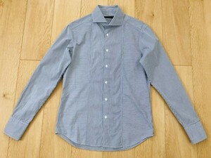 【良品】デザインワークス＊ストライプドレスシャツ＊紺×白＊46