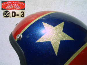 卍 1970S DS D-3 Vintage jet helmet 赤 青 銀 ラメ 粗目 フレーク 昭栄 昭和レトロ 星条旗 当時物 デットストック イージーライダー US ★