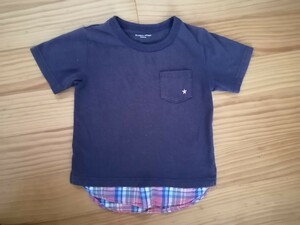 GLOBAL WORK　グローバルワーク　キッズ　Ｍ 半袖Tシャツ　半袖　Tシャツ 重ね着風　星　チェック柄　男女　胸ポケット　90 95 子供服