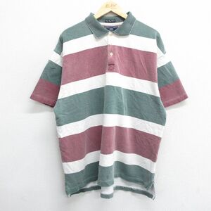 XL/古着 アバクロンビー 半袖 ブランド ポロ シャツ メンズ 鹿の子 BIG SHIRT 大きいサイズ コットン 緑 グリーン 霜降り他