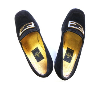 FENDI フェンディ レディース 靴 パンプス くつ レザーレディースシューズ スウェード 本革 黒 ブラック サイズ36/5 レザー スニーカー