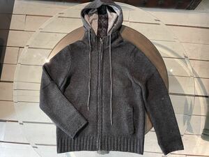 レア　クロムハーツ Chrome Hearts カシミヤ　ニット　パーカー　セーター　W ダガー zip CHプラス グレー×シルバー　BSフレア