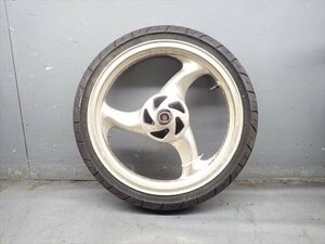 β240809-5 カワサキ バリオス BALIUS ZR250A 前期 (H4年式) フロントホイール 振れ無 リム打ち無 タイヤ付 9分山残 エアバルブ割れ有！