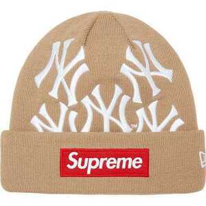 送料無料 Supreme New York Yankees New Era Box Logo Beanie TAN タン ベージュ ヤンキース シュプリーム