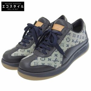 LOUIS VUITTON ルイヴィトン モノグラムミニ レザー×キャンバス スニーカー シューズ レディース ネイビー 36 MA1001