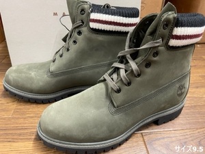 サイズ9.5 (メンズ27.5cm)■新品 本物■MARNIマルニ x ティンバーランドTIMBERLANDコラボ Wネーム カーキグリーン系 レザーブーツ