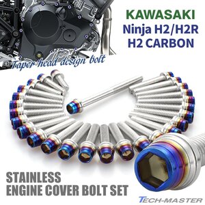 Ninja H2/H2R/H2 CARBON エンジンカバーボルト 27本セット ステンレス製 シルバー×焼きチタンカラー TB8881