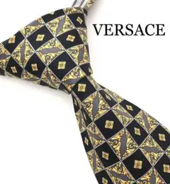 VERSACE ヴェルサーチ ネクタイ ブラック チェック カラーチップ