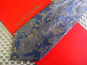 ♪32578D♪状態並品【花 葉っぱ 植物 菱形 柄】ランセル【LANCEL】ネクタイ