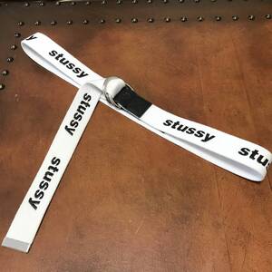 ★ ステューシー STUSSY ロゴ Dリング ベルト Puff Print D-Ring(stussy belt 小物) ホワイト×ブラック 全長118㎝ 幅3㎝ ガチャベル ★